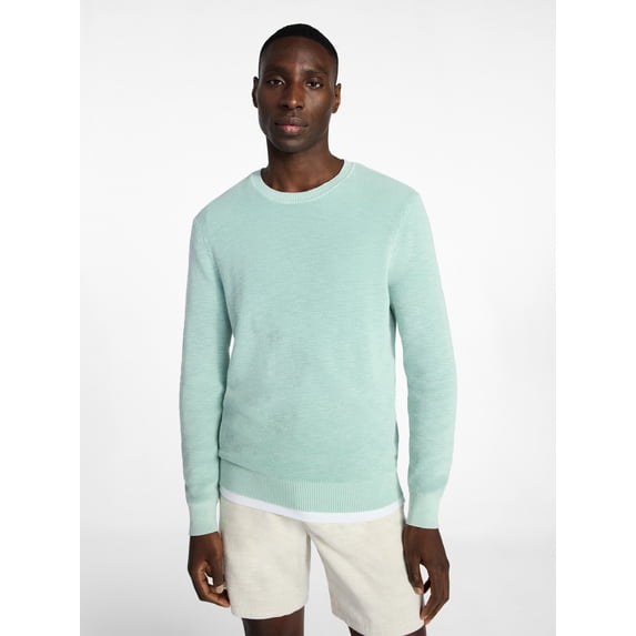 George Men's and Big Men's Cotton Slub Sweater with Long Sleeves, Sizes S-3XL