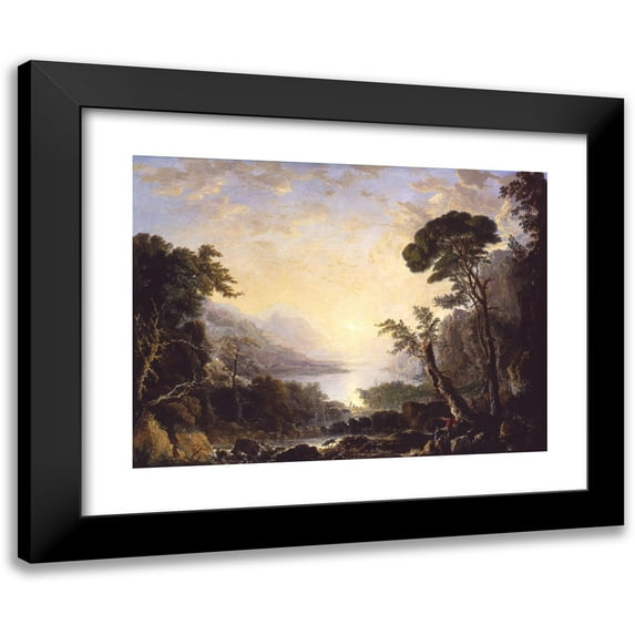 George Loring Brown 14x12 Black Modern Framed Museum Art Print Titled - Composition, Italian Scenery (1846)