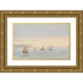 thumbnail image 1 of George Lothian Hall 18x13 Gold Ornate Wood Frame and Double Matted Museum Art Print Titled - Tarifa Point, Spain and Mons Abyla, Africa (1843), 1 of 4