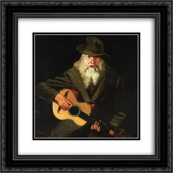 George Luks 2x Matted 20x22 Black Ornate Framed Art Print 'Hobo Musician'