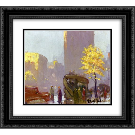 George Luks 2x Matted 22x20 Black Ornate Framed Art Print 'Fifth Avenue, New York'