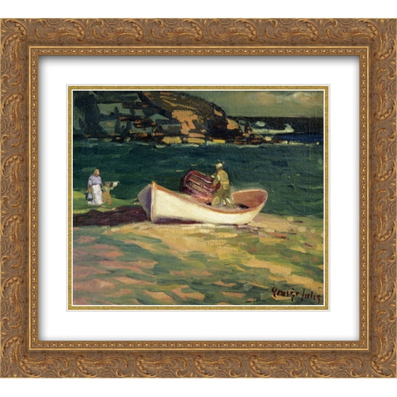 George Luks 2x Matted 24x20 Gold Ornate Framed Art Print 'Fisherman, Cape Elizabeth, Maine'