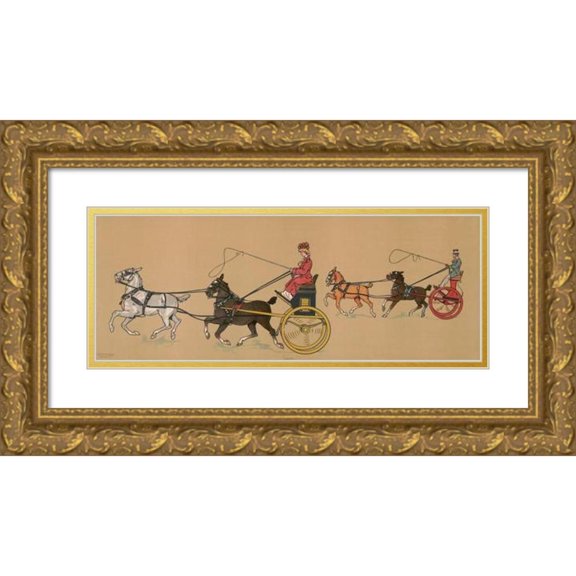 George Markendorff 18x9 Gold Ornate Wood Frame and Double Matted Museum Art Print Titled - Tandem (1907)