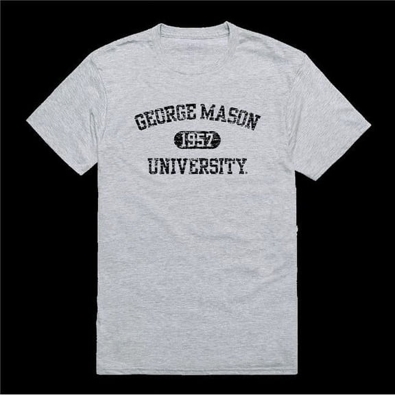 George Mason University Patriots Distressed Arch College T-Shirt, Heather Grey - Medium