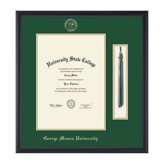 Framerly - GMU Tassel Diploma Frame with Tartan Green and Gold Mat