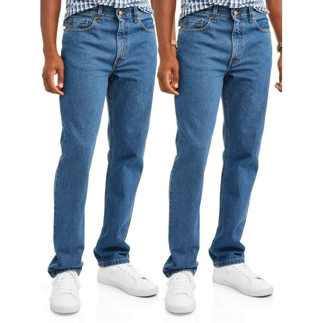 George Men's 100% Cotton Regular Fit Jeans, 2-Pack