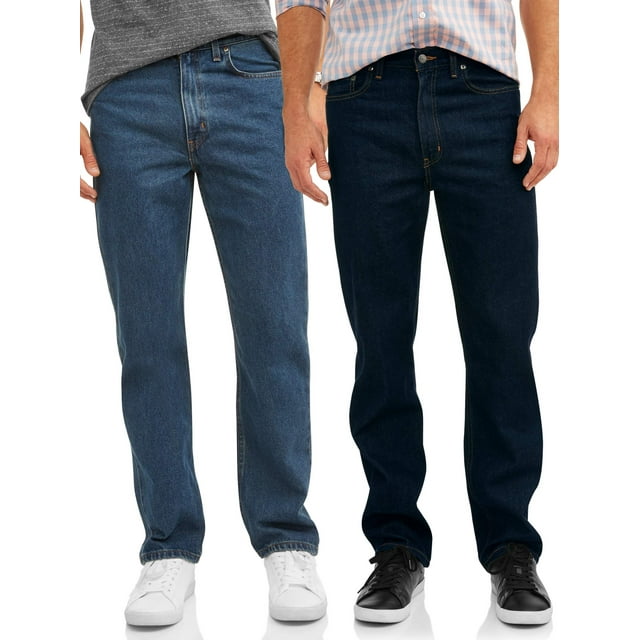 George Men's 100% Cotton Relaxed Fit Jeans, 2-Pack - Walmart.com