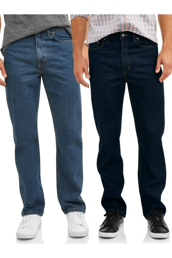 Men's 100% Cotton Relaxed Fit Jeans, 2-Pack
