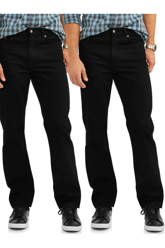 Men's 100% Cotton Relaxed Fit Jeans, 2-Pack