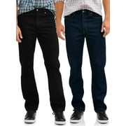 George Men's Relaxed Fit 100% Cotton Jeans, 2-Pack, Sizes 32-38