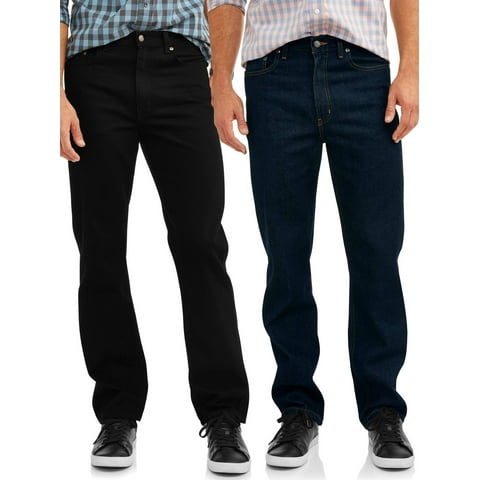 Men's Relaxed Fit 100% Cotton Jeans, 2-Pack, Sizes 32-38
