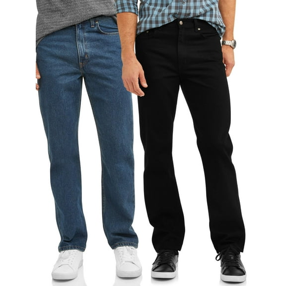 George Men's 100% Cotton Relaxed Fit Jeans, 2-Pack