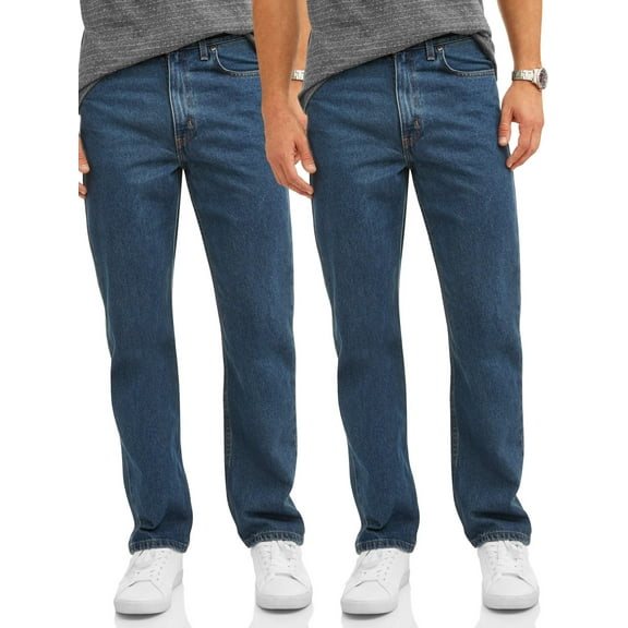 George Men's 100% Cotton Relaxed Fit Jeans, 2-Pack
