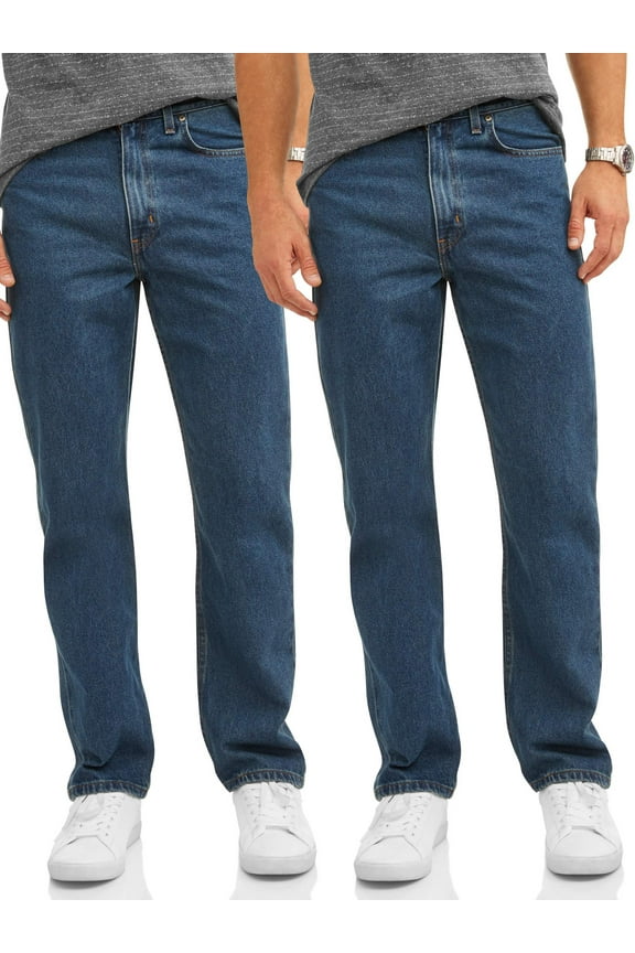 Men's 100% Cotton Relaxed Fit Jeans, 2-Pack