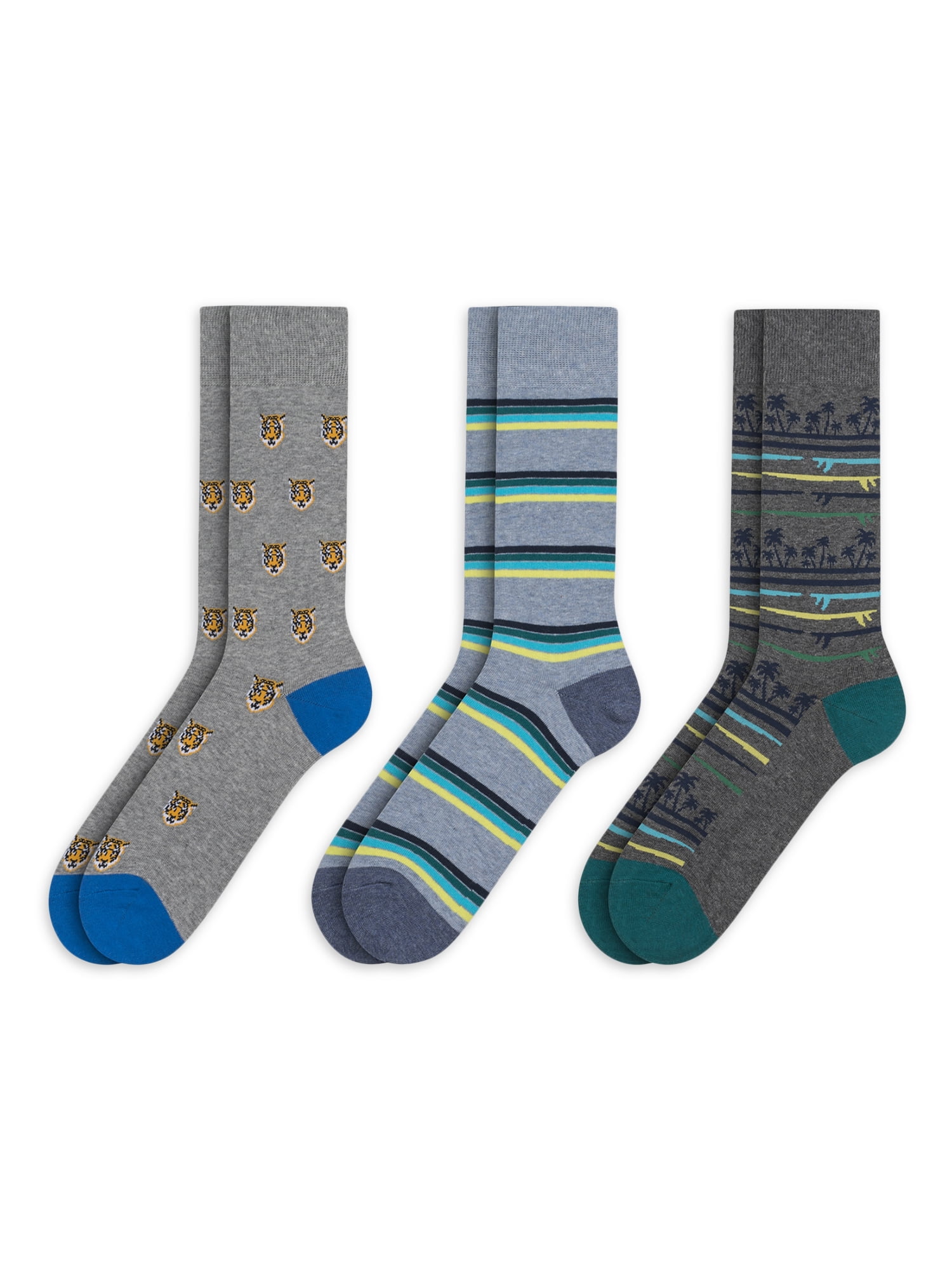 Men's 3 Pack Cotton Novelty Crew Socks