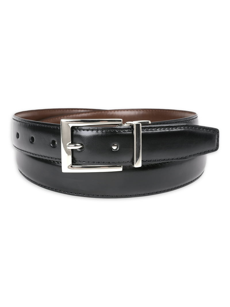 【 】Reversible Belt George Men's 32mm Reversible Feather Edge Stitch Belt with