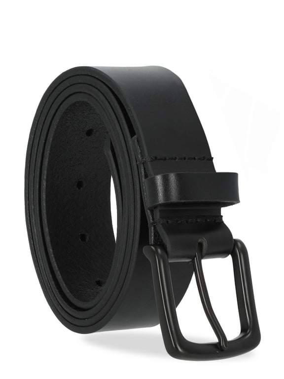 Men's 38MM Classic Leather Casual Black Belt Made Domestically