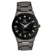 George Mens 41mm Gunmetal Tone Mettalized Edge To Edge Bezel Genuine Diamond Dial Watch