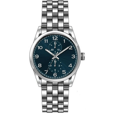 George Men's 41mm Silver Tone Blue Dial Easy Read Bracelet Watch
