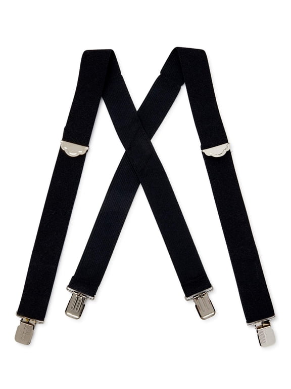 Men's Adjustable Terry Suspenders, Black, One Size