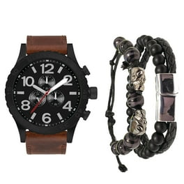 Folio Men's Watch Gift Set: Matte Black Bracelet Watch with