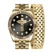 GEORGE Men's Adult Gold Tone Lord's Prayer Watch and Bracelet Set, 2-Piece