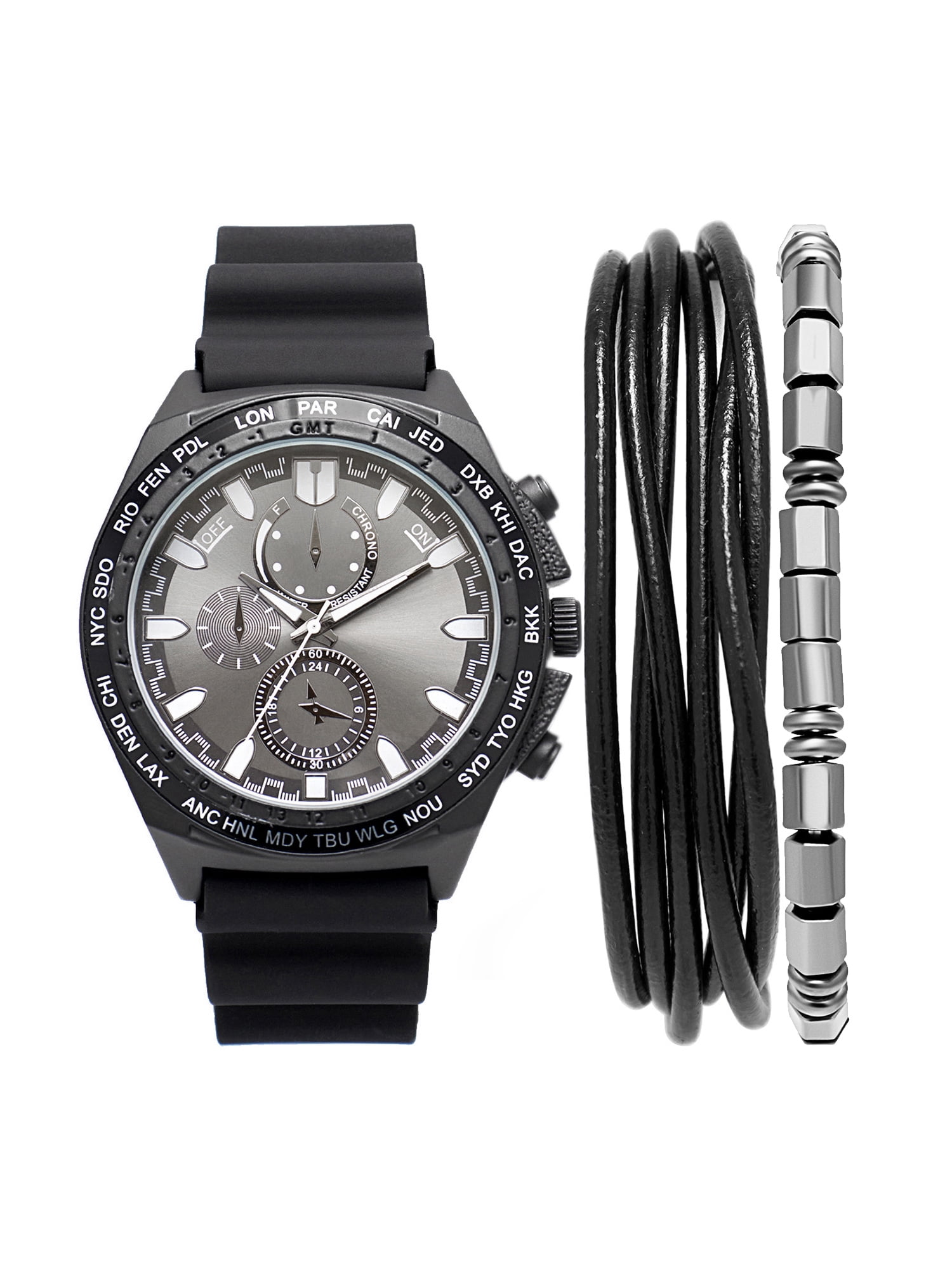 Men's Adult Round 46mm Gunmetal Case Analogue Watch