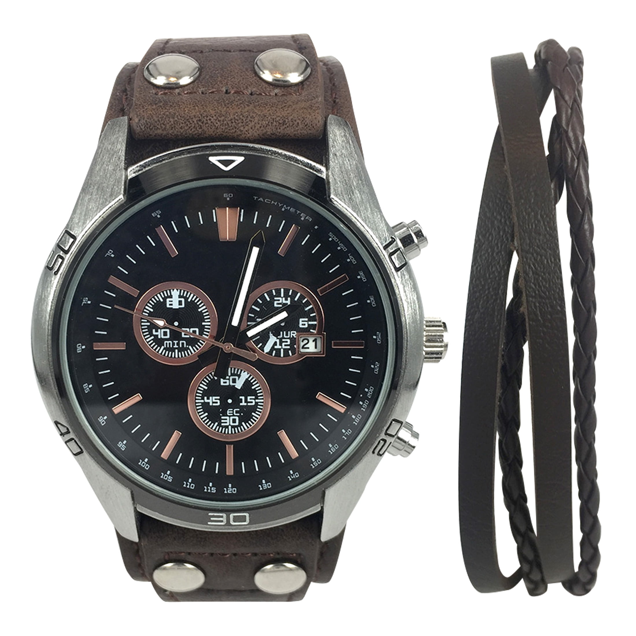 Men's Analog Casual Watch with Bracelet Accessory