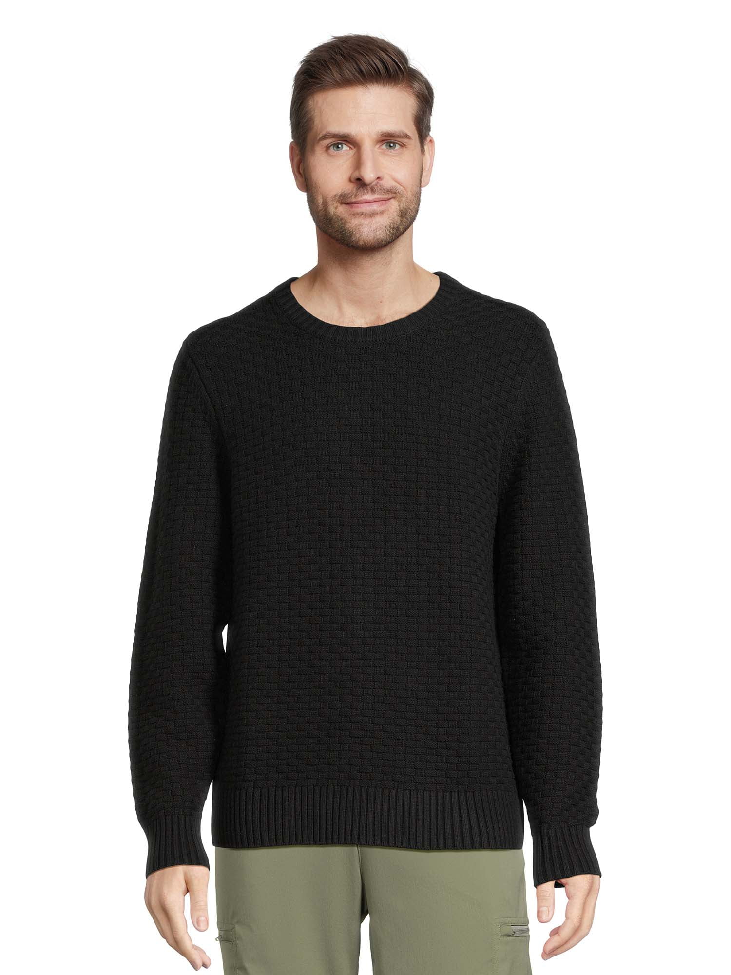 George Men's Basket Stitch Crewneck Sweater with Long Sleeves, Sizes S ...