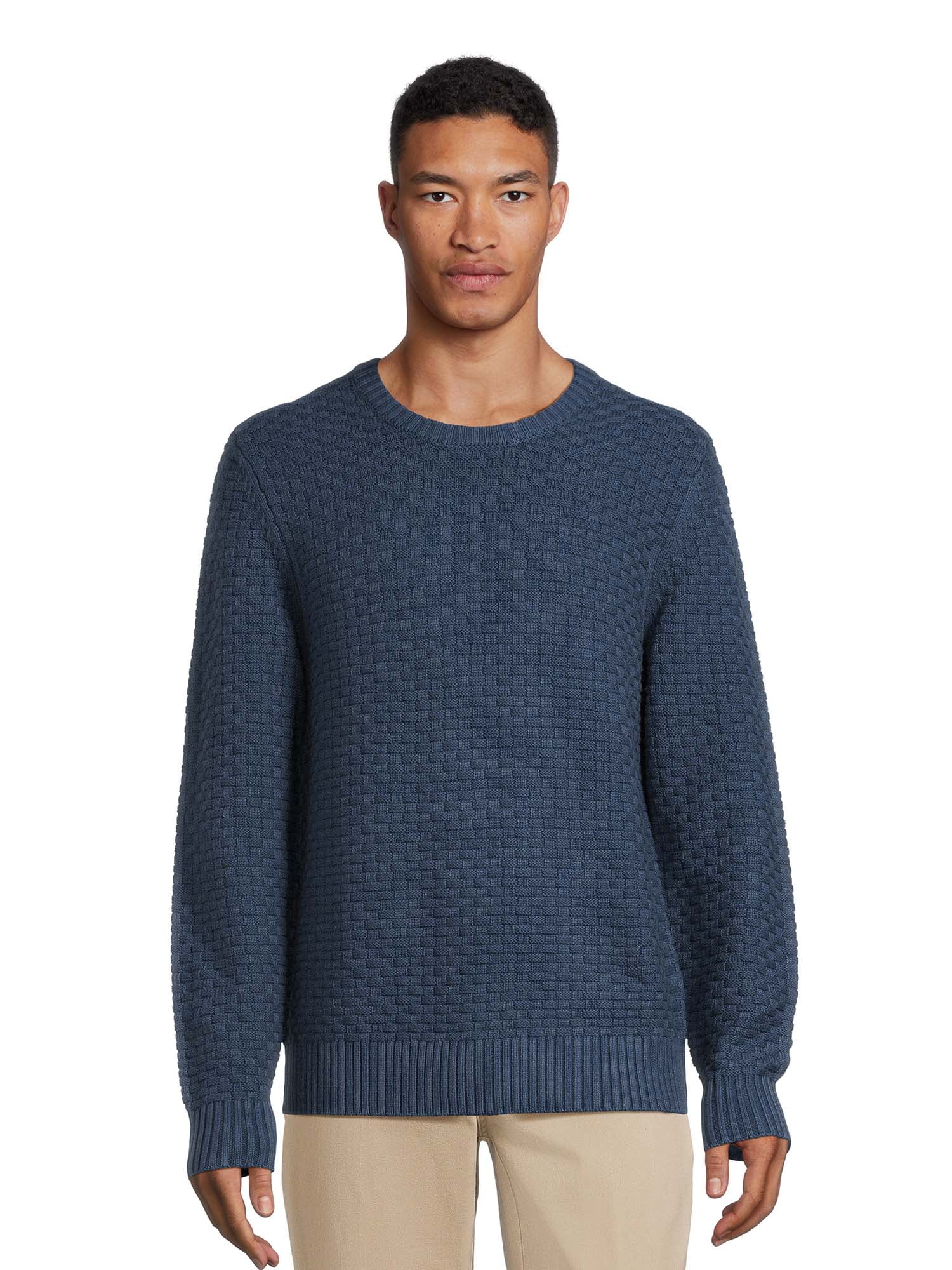 Shop George Men's Basket Stitch Crewneck Sweater with Long Sleeves ...