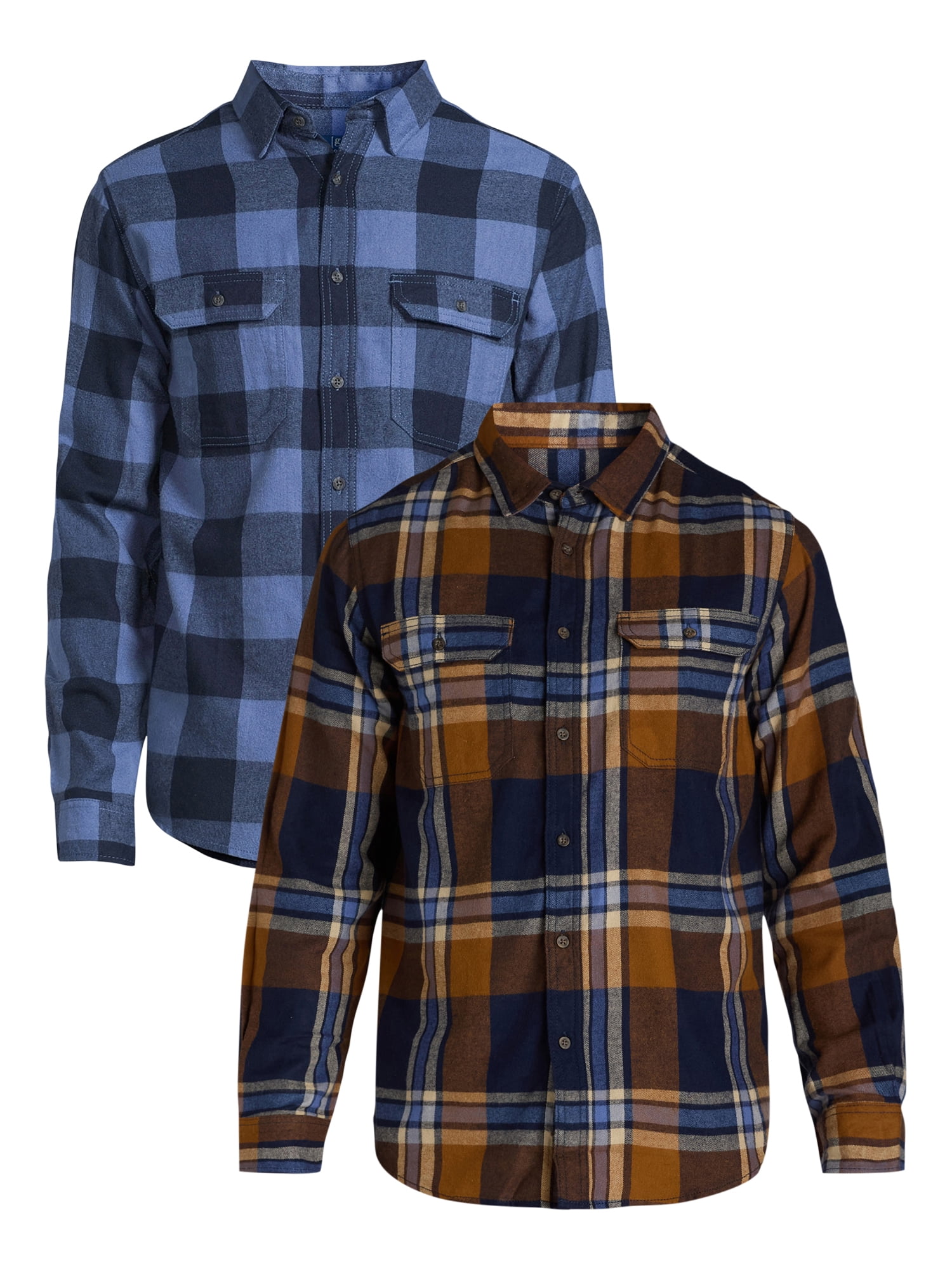 George Men's & Big Men's 2-Pack Flannel Shirt with Long