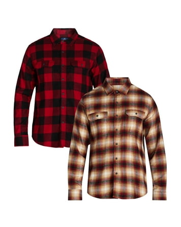 George Men's Super Soft Flannel Button-Up Shirt, Sizes M