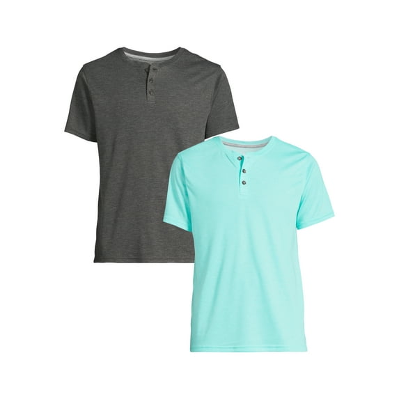 George Men’s & Big Men's 2-Pack Henley Tee with Short Sleeves, Sizes S-3XL