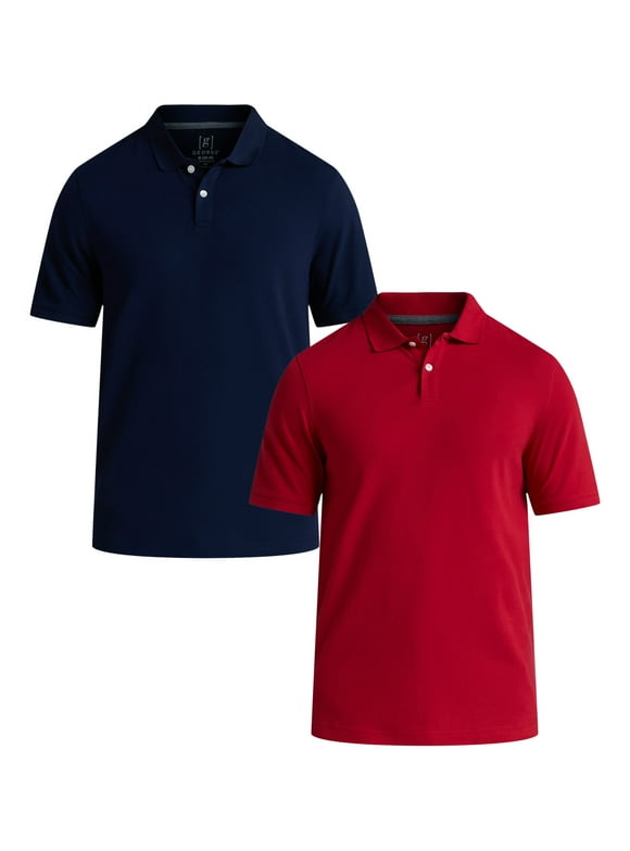 Men’s & Big Men’s 2-Pack Pique Polo Shirt, Sizes XS-3XL