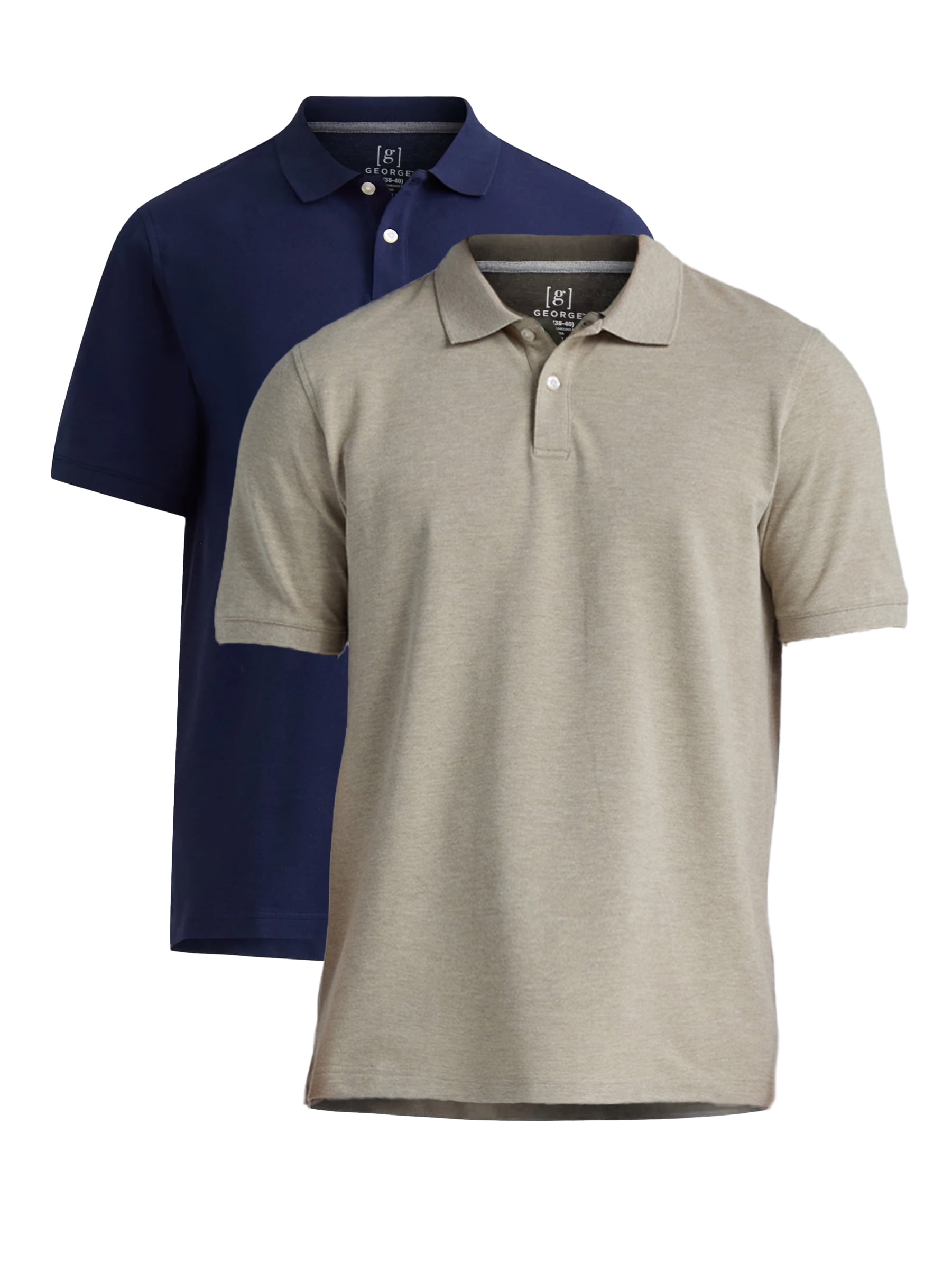George Men's & Big Men's Active Fit 2-Pack Pique Polo Shirt, Sizes
