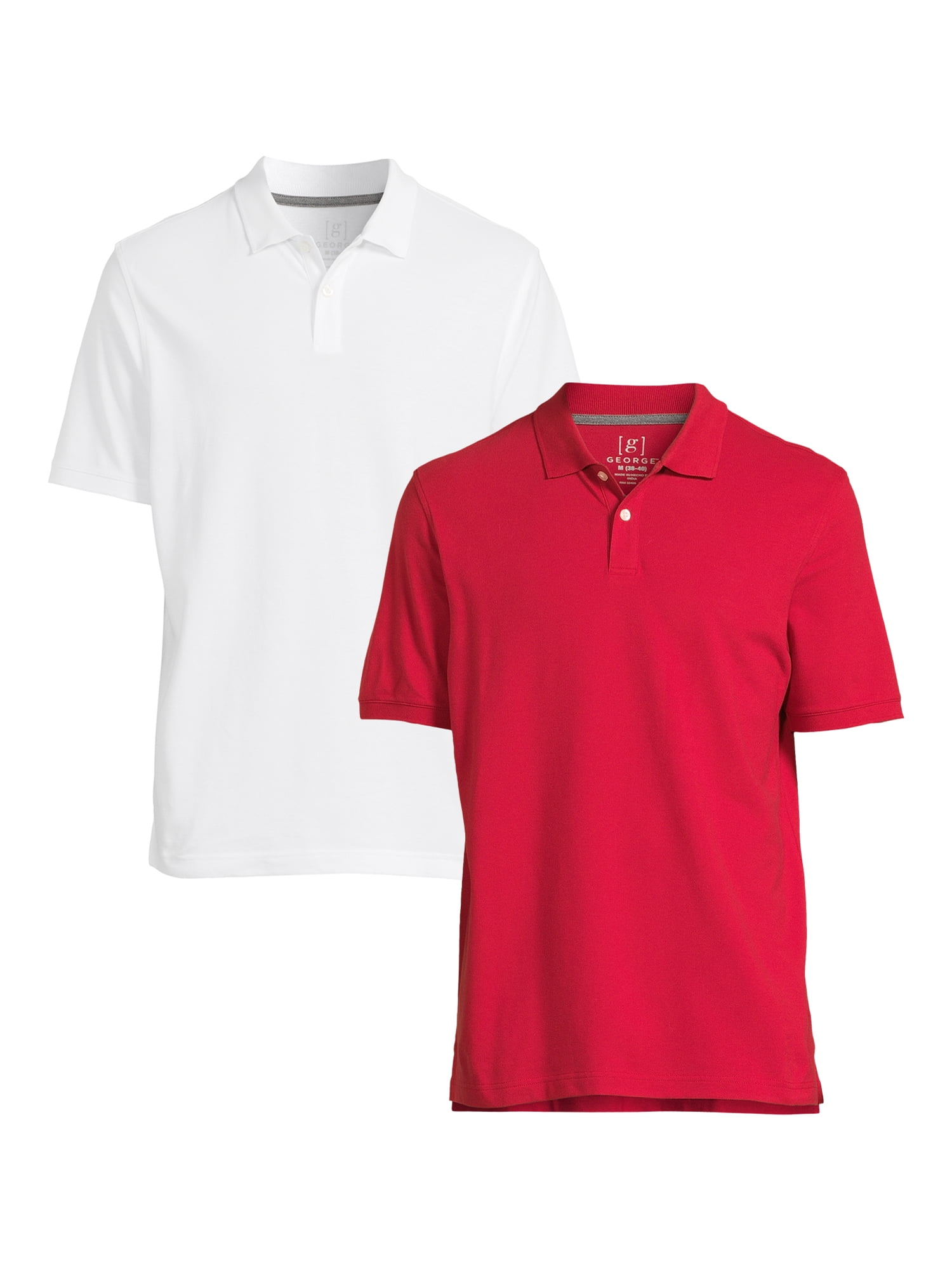 George Men's & Big Men's 2-Pack Pique Polo Shirts with Short Sleeves, Sizes S-3XL