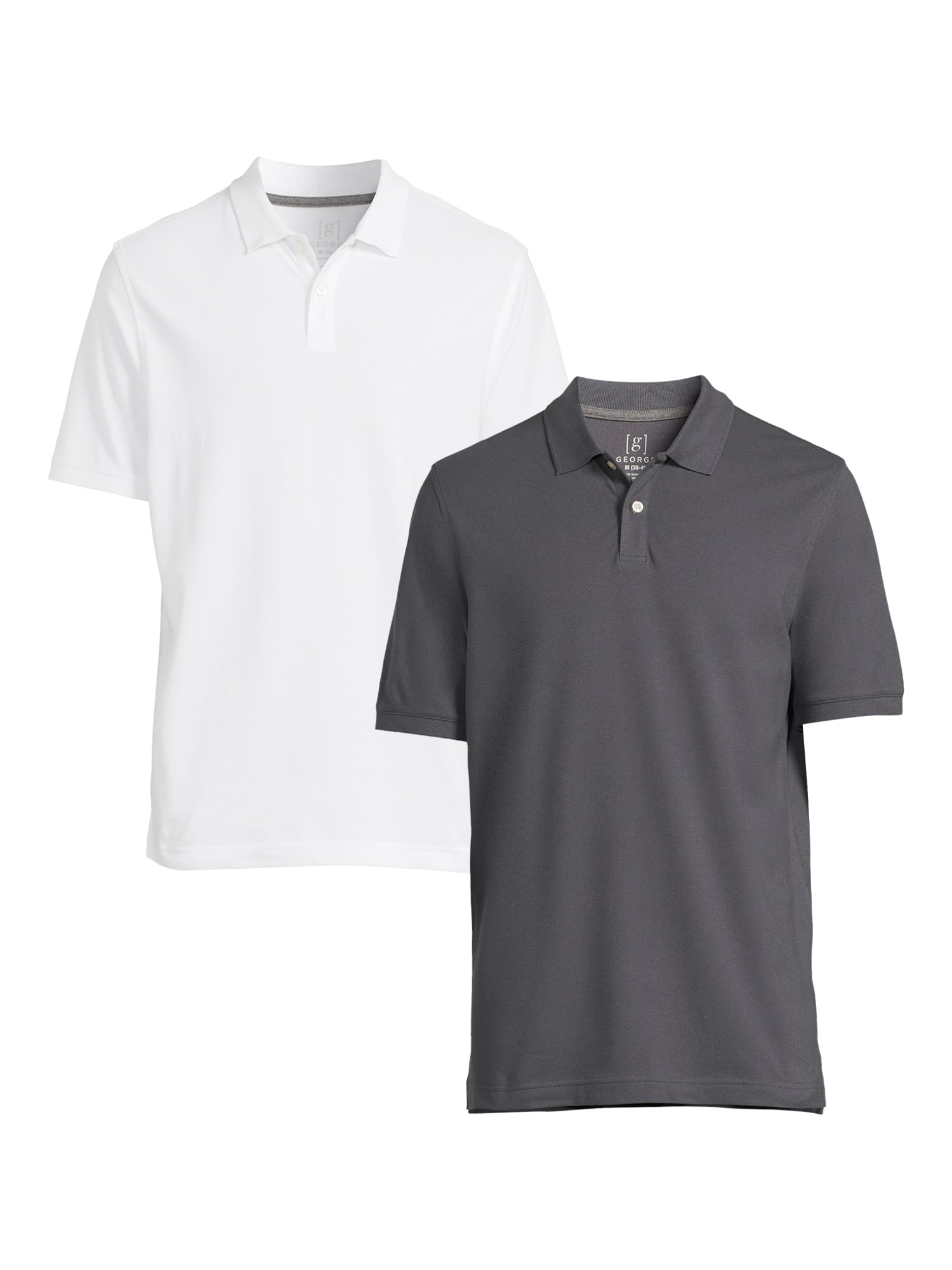 George Men's & Big Men's 2-Pack Pique Polo Shirts with Short Sleeves, Sizes S-3XL