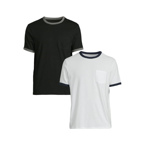 George Men’s & Big Men's 2-Pack Ringer Tee with Short Sleeves, Sizes S-3XL