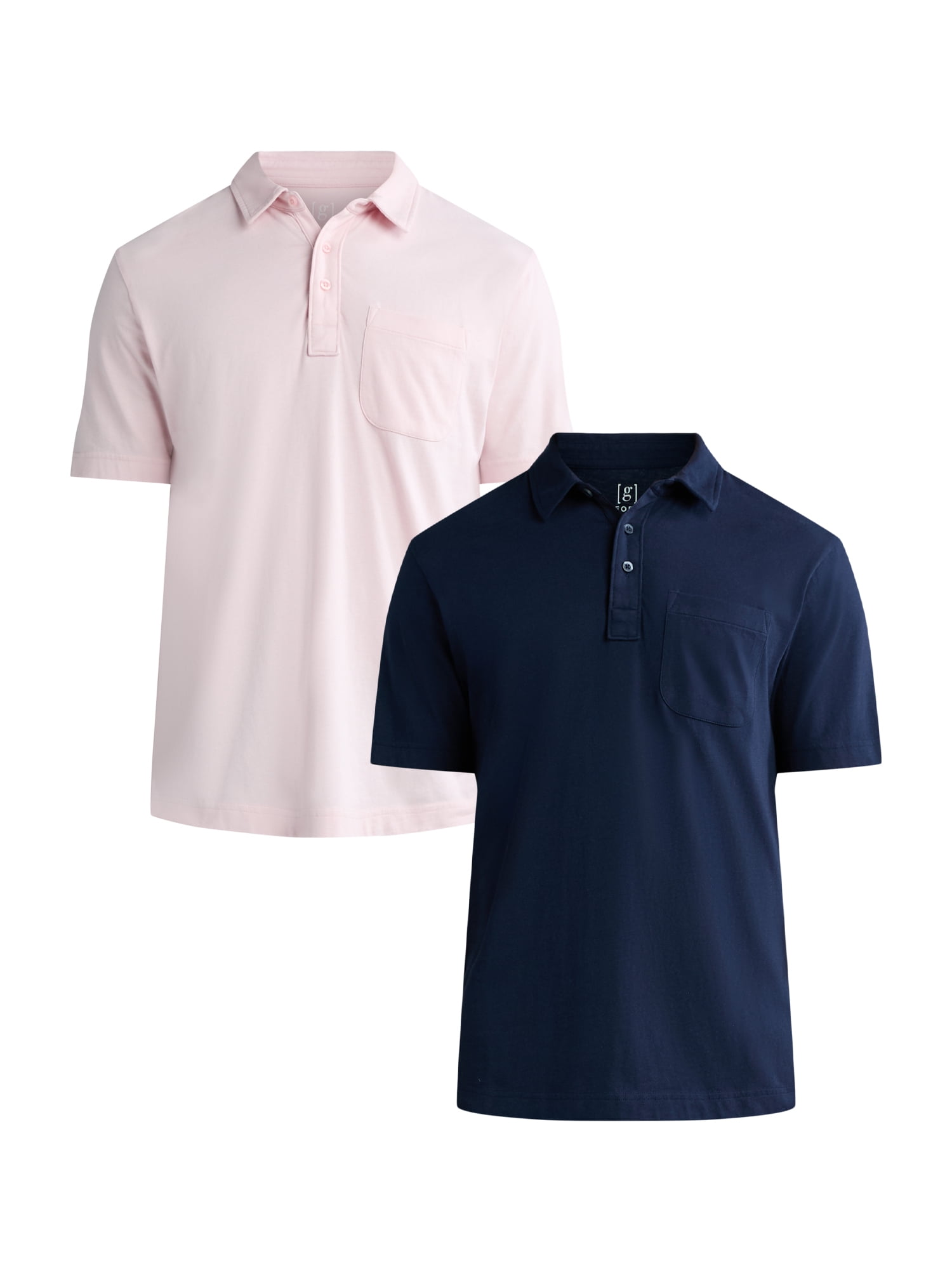 George Men's & Big Men's 2-Pack Short Sleeve Jersey Polo with Pocket, Sizes S-3XL