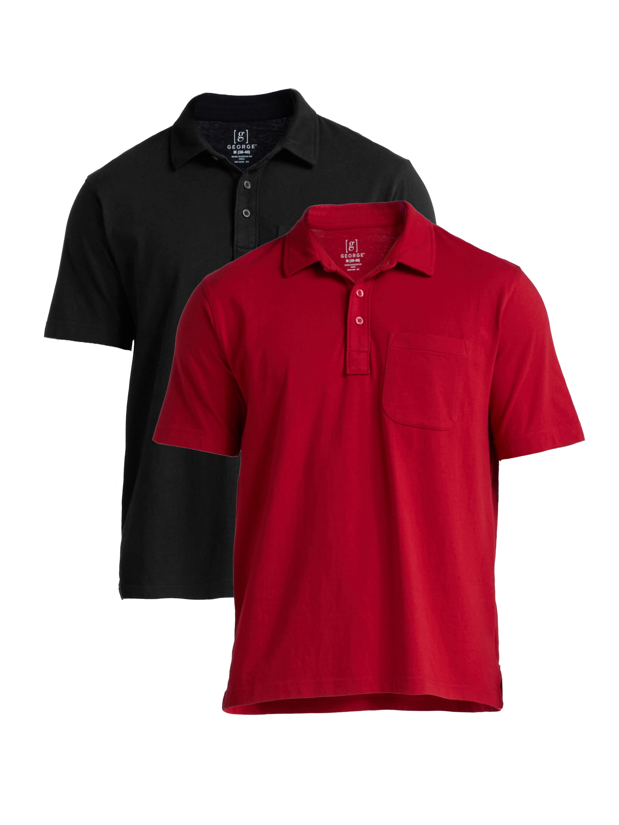 George Men's & Big Men's 2-Pack Short Sleeve Jersey Polo with Pocket ...