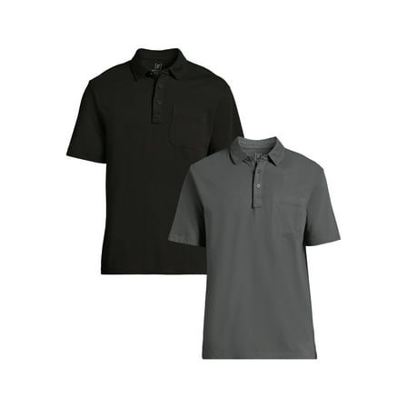 George Men's & Big Men's 2-Pack Short Sleeve Jersey Polo with Pocket, Sizes S-3XL