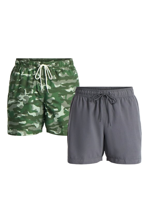 Men's and Big Men's Swim Trunks, 6'' Inseam, 2-Pack, Sizes S-3XL