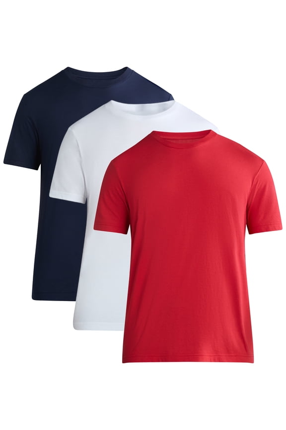 Men's & Big Men's Classic Fit 3-Pack Crewneck Tee with Short Sleeves, Sizes XS-3XL