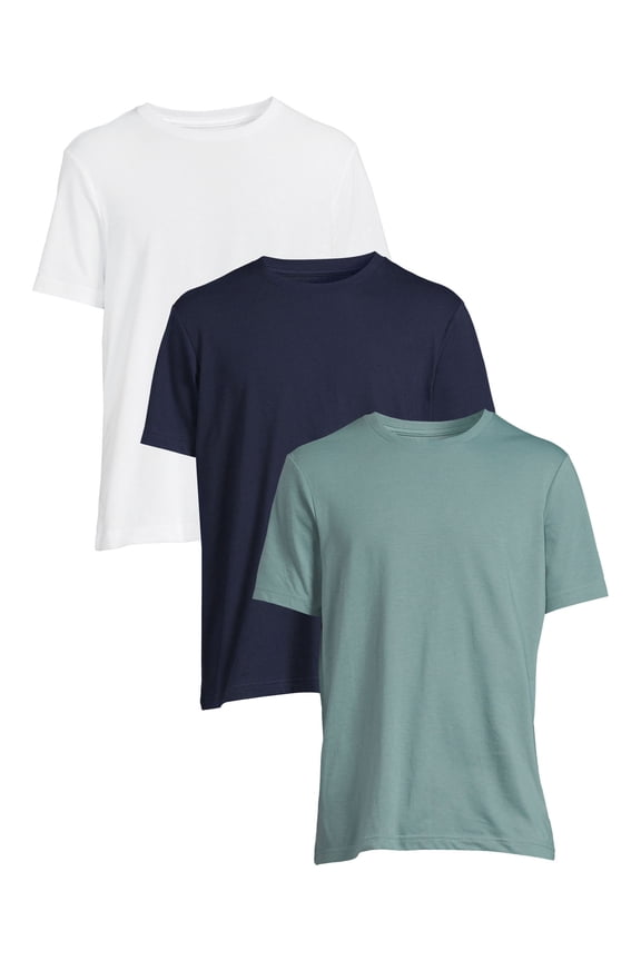 Men's & Big Men's Classic Fit 3-Pack Crewneck Tee with Short Sleeves, Sizes XS-3XL