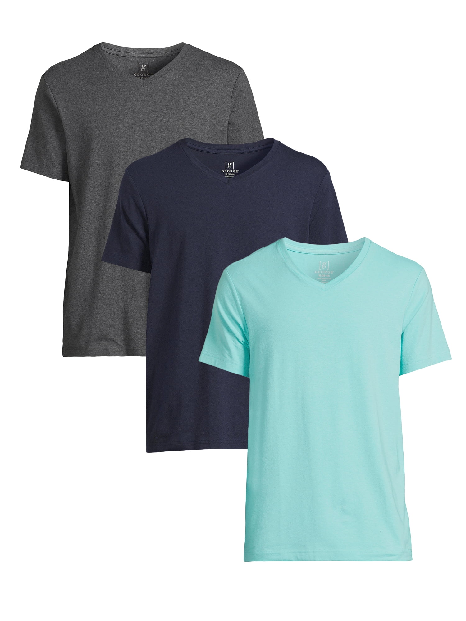 George Men's 3-Pack V-Neck Textured Short Sleeve Tshirts S-3XL ...