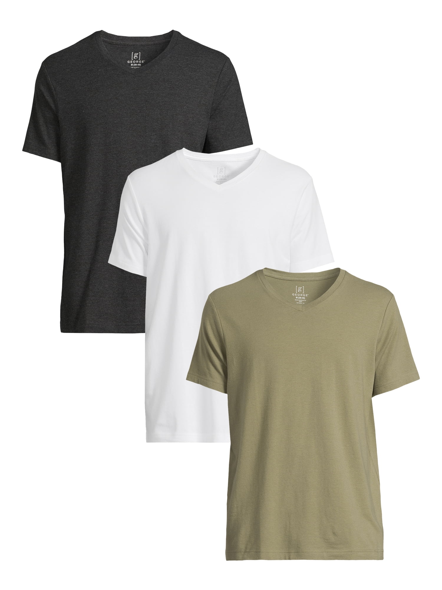 George Men’s & Big Men’s 3-Pack V-Neck Textured Short Sleeve Tee, Sizes ...