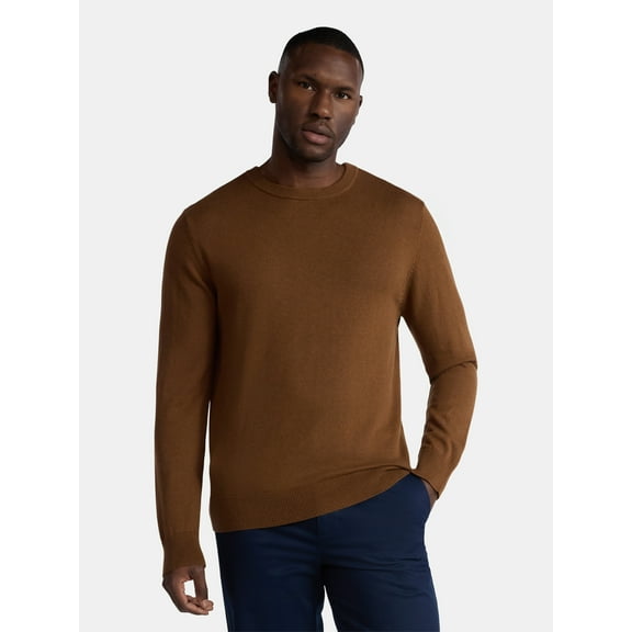 George Men's and Big Men's Cotton Blend Crewneck Sweater, Lightweight, Sizes XS-3XL