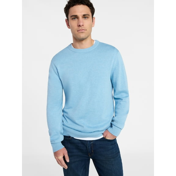 George Men's and Big Men's Cotton Blend Crewneck Sweater, Lightweight, Sizes XS-3XL