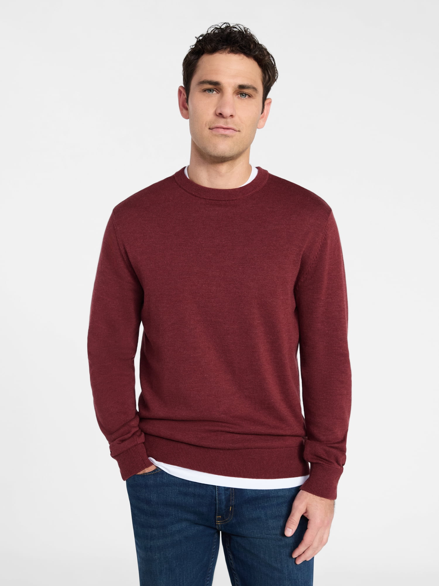 George Men's & Big Men's Relaxed Fit Lightweight Crewneck Sweater, Sizes XS-3XL