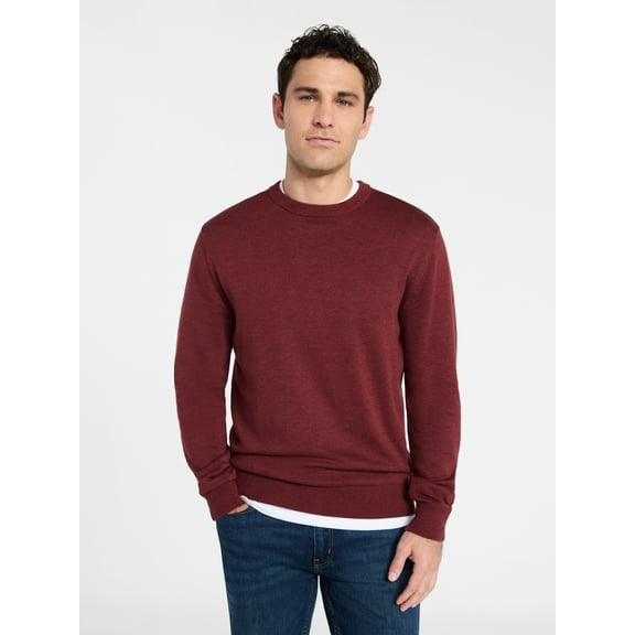 George Men's and Big Men's Cotton Blend Crewneck Sweater, Lightweight, Sizes XS-3XL